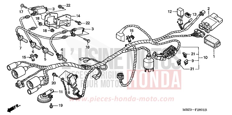 WIRE HARNESS (2) for Hornet S FORCE SILVER METALLIC (NH411) from 2000